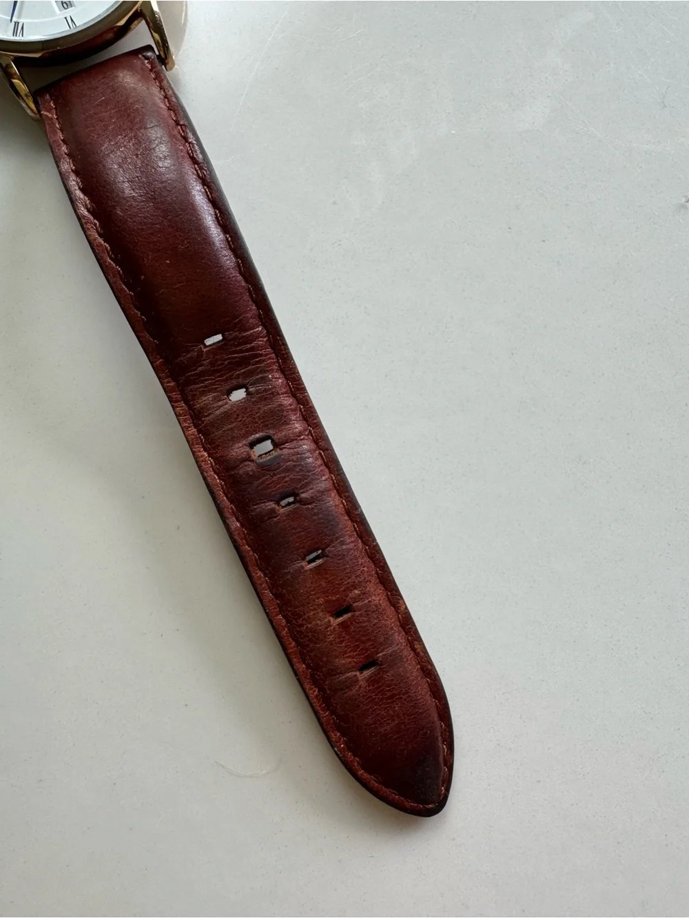 Daniel Wellington White Dial Watch with Gold Case and Brown Leather Strap